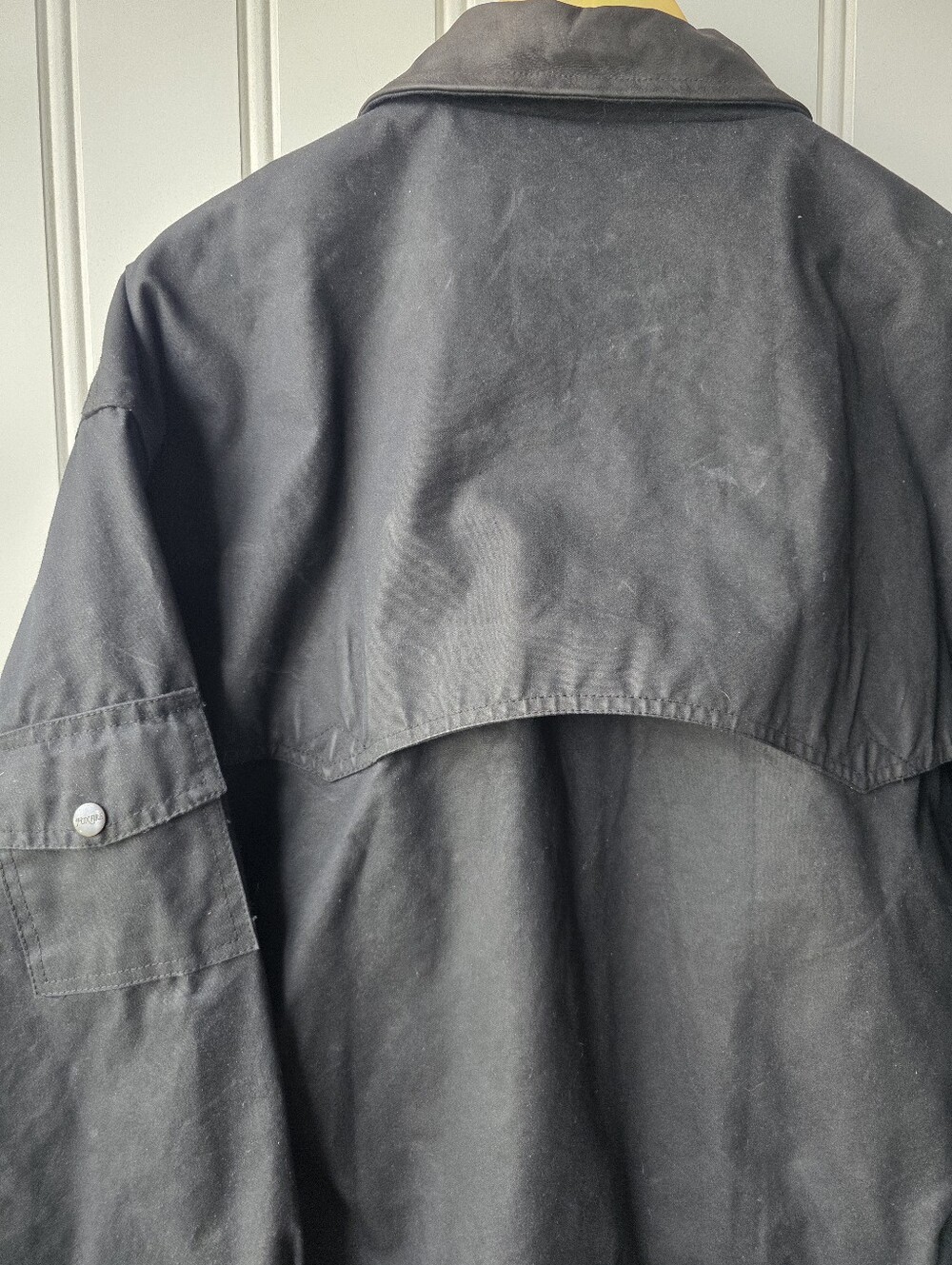 Outback Trail Foxfire Aussie Pathfinder Black Waxed Oilskin Bomber Jacket Mens L - Picture 10 of 12
